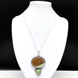 BOGO 50% off Boulder Chrysoprase Necklace Pendant Natural Stone